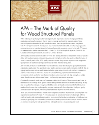 APA – The Mark of Quality for Wood Structural Panels